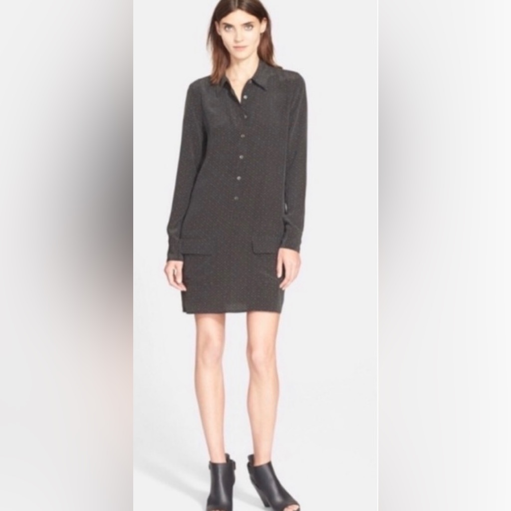 Equipment Lucinda Shirt Dress With Front Pockets In Size Xs